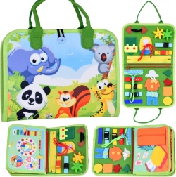 Tekstil Montessori aktivitetsbog med dyr og ur