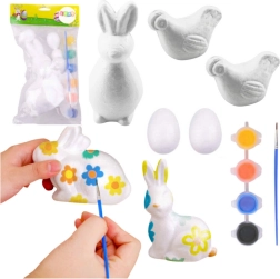 Påskesæt til maling af polystyren dekorationer kanin, æg og høne