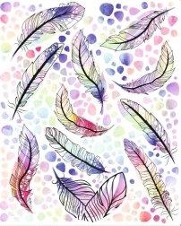 strygepåklæbelige fjer-motiver – stort ark 20 × 30 cm