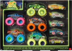 Sæt HOT WHEELS MONSTER TRUCKS 1:64, lyser i mørke, 10 stk