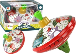 Traditionel metal-snurretop med motiv af julemanden