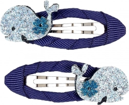 Hårspænder med glitrende hval – 2 stk.