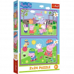Puslespil 2x24 Peppa på legepladsen - Peppa Pig