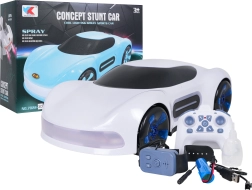 RC-bil med røg­effekt og styring med fjernbetjening og ur – hvid