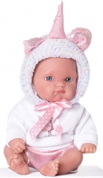 realistisk babydukke enhjørning hvid 21 cm