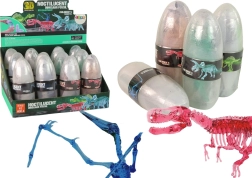 Åbningsbart dinosauræg med krystalliske figurer