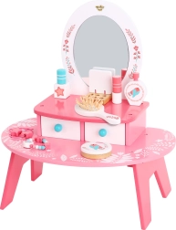 Lyserødt toiletbord i træ med spejl TOOKY TOY