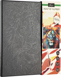 Maling efter tal på sort lærred – løve