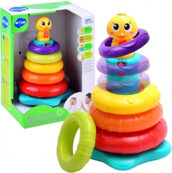 Interaktiv stabelpyramide med and, spiller og lyser