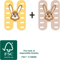 Træbogstavet H med en hare