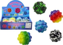 Farverig nopret bold 6,5 cm – hoppende og klembar antistress-legetøj