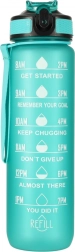 Tritan vandflaske 1 l med sugerør og motiverende markeringer – Grøn