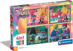 Puslespil 4-i-1 TROLLS SuperColor (12–24 brikker) – CLEMENTONI
