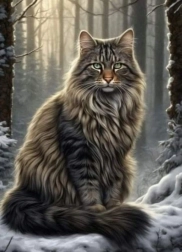 Diamantmaling Kat i Skoven 30x40 cm