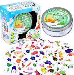 Hurtigt iagttagelsesspil med frugt og grøntsager