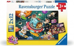 Puslespil Dyrene i rummet 2x12 brikker Ravensburger
