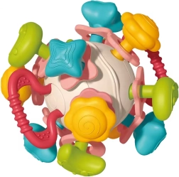 Blød raslekugle 4-i-1 WOOPIE – sanselegetøj og bidering til babyer