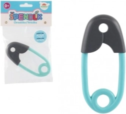 Børnerangle sikkerhedsnål i grå-turkis