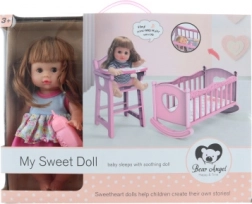 Dukke med vugge og børnestemmer