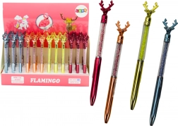 Kuglepen med hjort og diamantsten, blå eller sort blæk, spids 0,7 mm