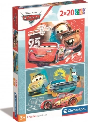 Puslespil 2x20 brikker Cars fra Disney