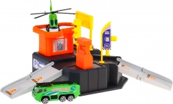 børneparkeringshus med helipad og legemåtte 3+