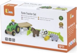 Trætraktor med bondegårdsdyr Viga Toys