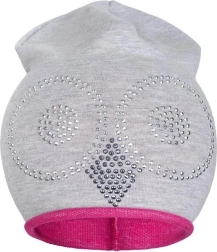 Forårs-bomuldshue New Baby ugle grå-rosa 110 (4–5 år)