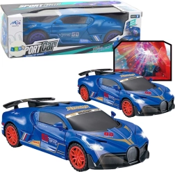 Interaktiv sportsvogn med forhindringssensor, LED-kugle og 360° rotation, blå