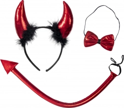 Dæmonisk børnesæt med horn, hale og trefork