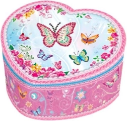 Spilledåse i hjerteform med sommerfugle