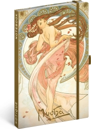 Notique notes Alfons Mucha – Dans, linjeret notesbog 13 × 21 cm