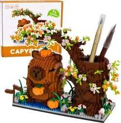 Mini byggeklodssæt: capybara med træ – penneorganizer (1800 dele)