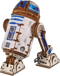 Ugears mekanisk træpuslespil STAR WARS R2‑D2 med LED‑projektor