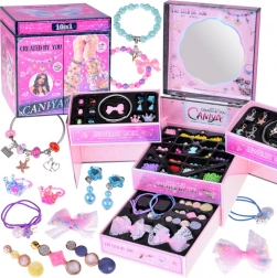 Udfoldelig smykkeæske til børn med perler og hårpynt