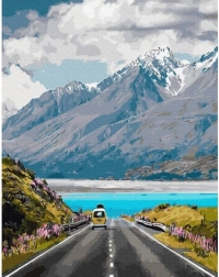 Maling efter tal Tur i Bjergene 40x50 Lærred + Farver + Pensler