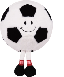 Plys oppustelig fodbold med ansigt og ben 23 cm