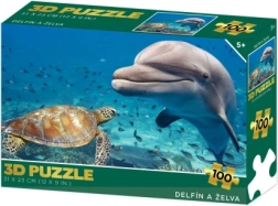 3D-puslespil - Delfin og skildpadde