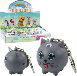 Vedhæng katte-enhjørning med LED-horn og lyd, grå