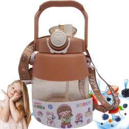 Sportsflaske med sugerør og rem 1 l