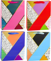 Papirgavepose med geometriske mønstre 32 × 26 × 12 cm