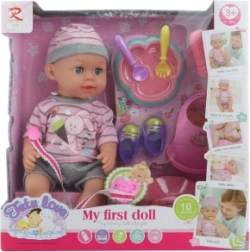 Babyduk tisser 32 cm med lyde og tilbehør