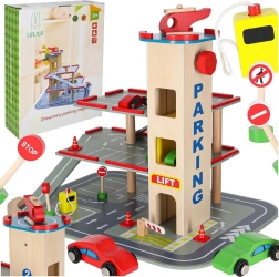 LULILO Benino parkeringshus i træ – garage i flere niveauer med elevator