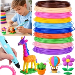 Sæt PCL-filamenter til 3D-pen, 10 farver, 50 m