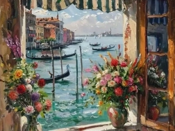 Diamantmaling udsigt over Venedig 30 × 40 cm