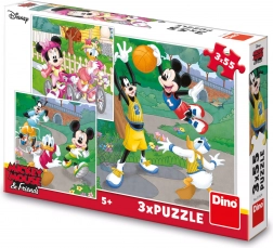 Puslespil MICKEY OG MINNIE dyrker sport 3×55 brikker