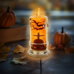 Halloween-LED-lys med gravstensmotiv - 1 stk.
