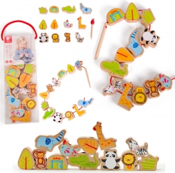 Træperler til snøring, Zoo, Classic World, 13 stk