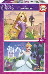 Puslespil DISNEY prinsesser 2×48 brikker – Rapunzel og Askepot