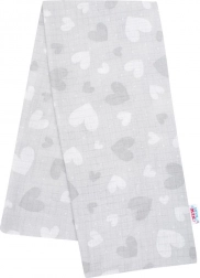 Bomuldsble med print NEW BABY grå hjerter